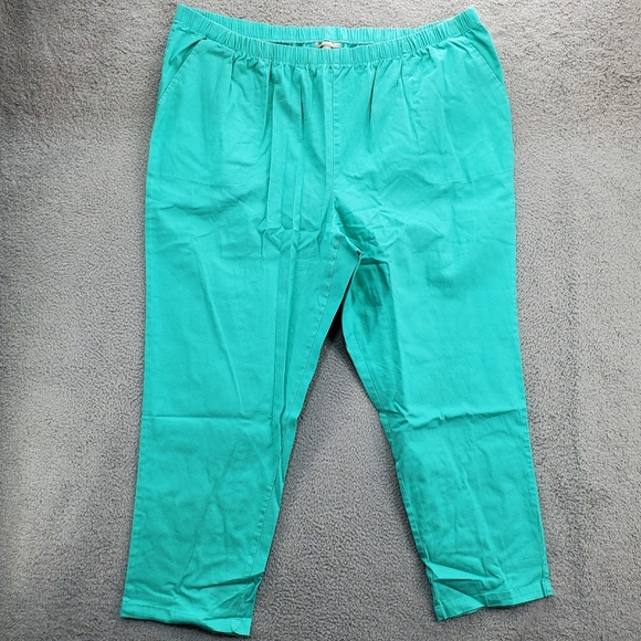 Woman Within Pants Elastic Waist Womens Plus Size Tall Pockets Teal Blue - Picture 1 of 11